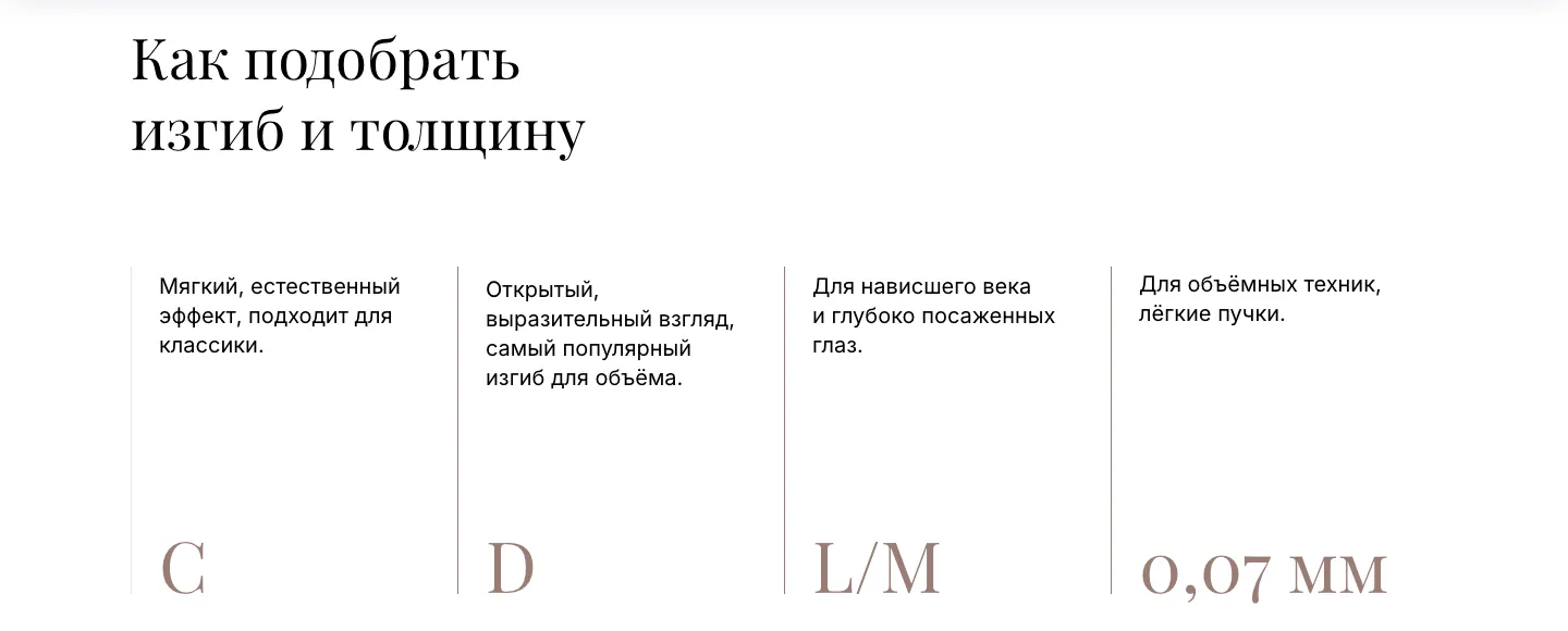 Блок «Как подобрать изгиб и толщину»